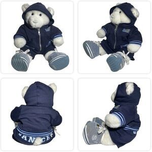 Build a Bear Blue Eyed White Teddy Bear Dancer Outfit Hoodie Sketchers 16" Tall